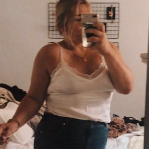 White satin lace tank